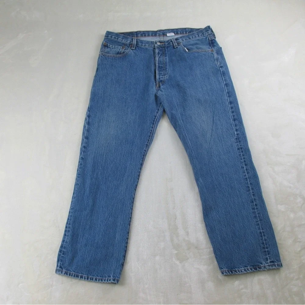 Levi's 501 Pants Mens 38 Blue Denim‎ Jeans Buttonfly Straight Pockets 38X30